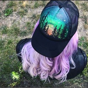 Custom painted trucker hat black